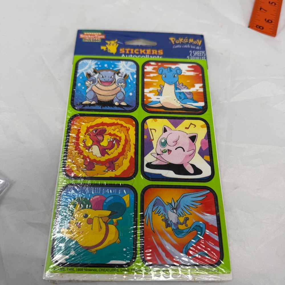 Vintage 2000 Pokemon Sticker Sheets American Greetings Pikachu Charizard Sealed